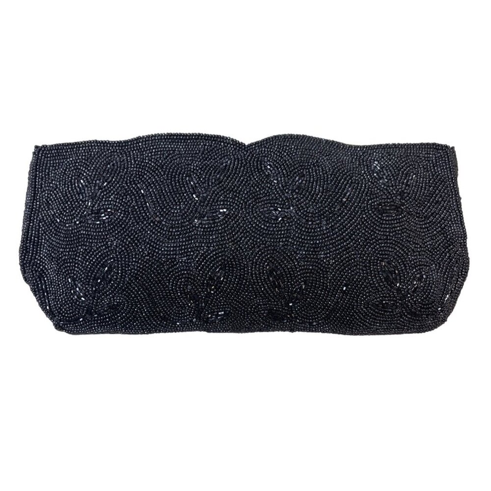 Nobility Made in Japan Women's Black Beaded Evening Clutch Sz S